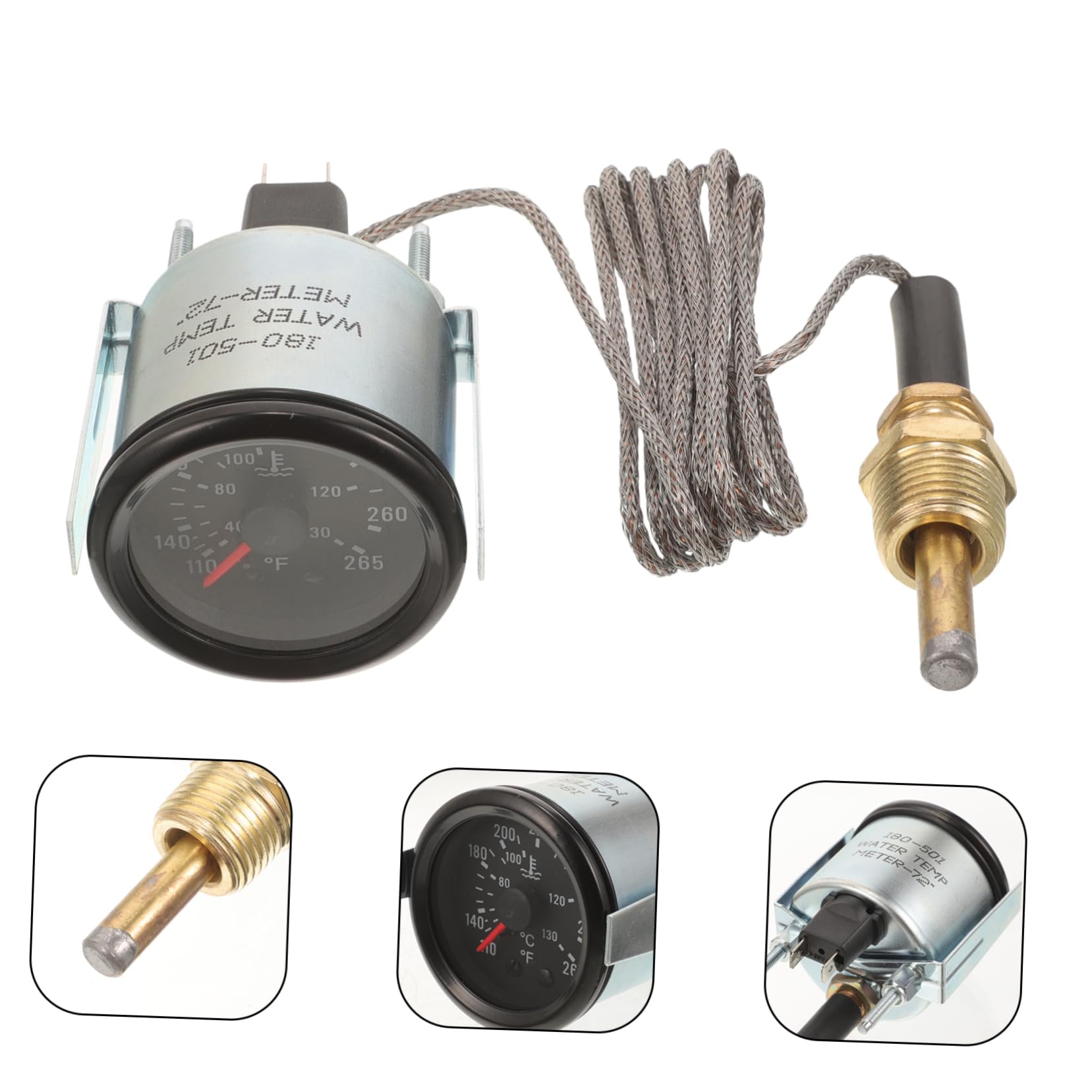 Alipis Misuratore Di Temperatura Dell'acqua Meccanico 52 Mm Con Sensore, Indicatore Della Temperatura Dell'acqua in Metallo Per Auto e Camion, Monitoraggio Reale Per Protezione Motore