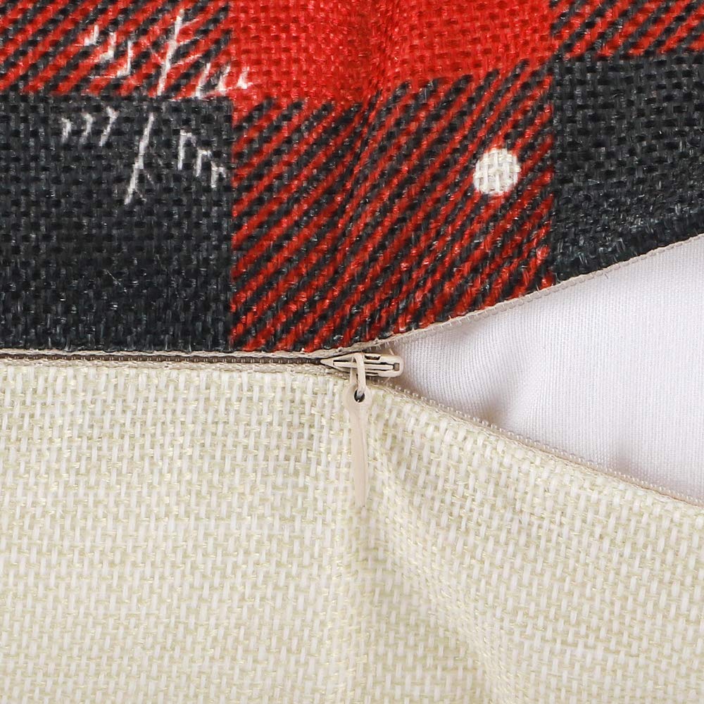 YGEOMER Christmas Pillow Covers Set Of 4 – 18x18 Inch Buffalo Plaid Throw Covers For Sofa Decor