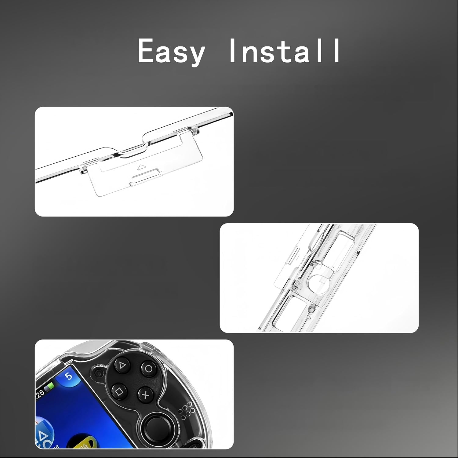 Clear Protective Case for PS Vita 1000 – Transparent PC Hard Shell Cover with Front Screen Protector Film – Compatible with PlayStation Vita 1000 Only