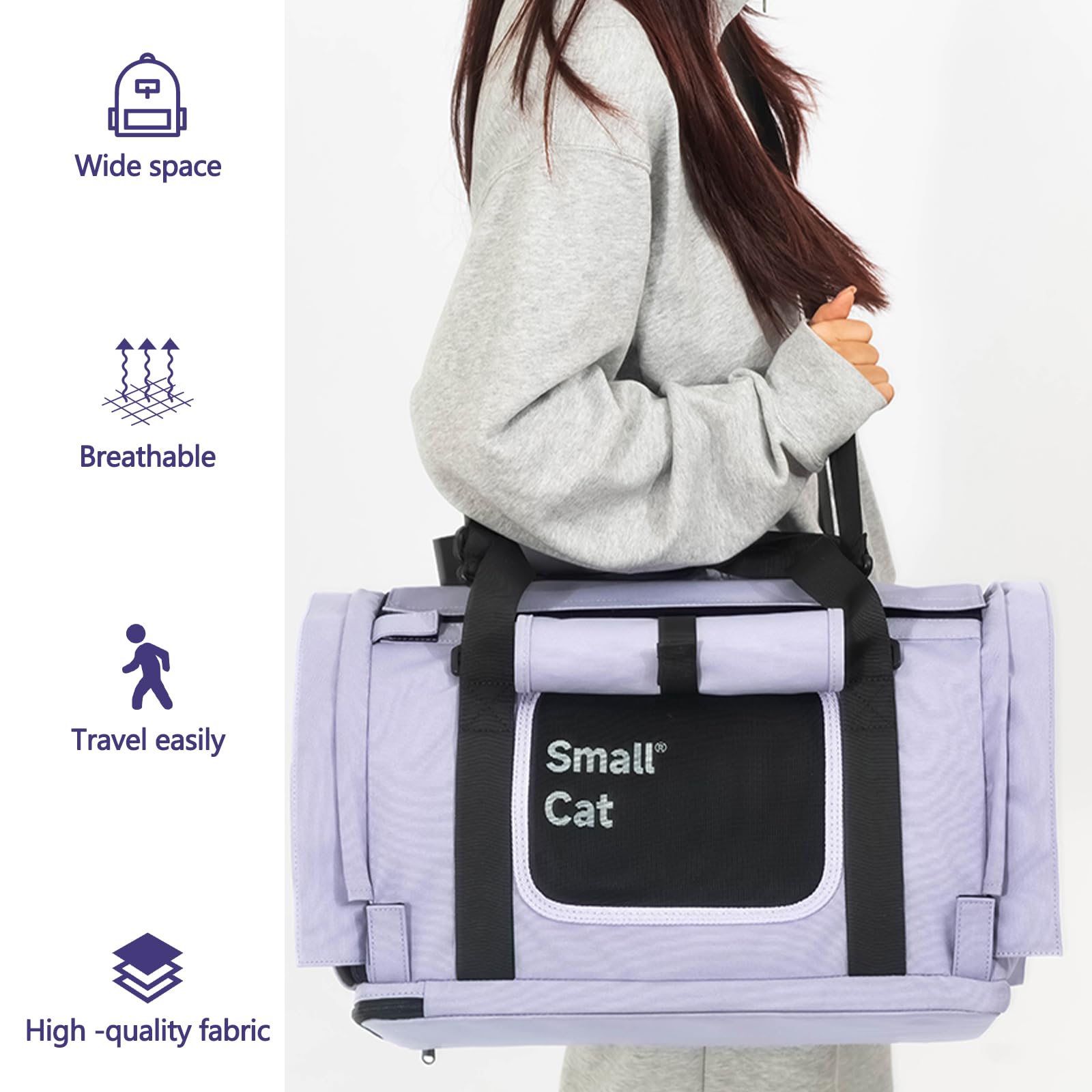 Galatée Borsa Da Trasporto Per Gatti, Borsa Da Viaggio Per Animali Domestici, Borsa Per Cani Approvata Dalle Compagnie Aeree, Con Finestra a Rete, Per Passeggiate e Arrampicate All'Aperto(Viola)