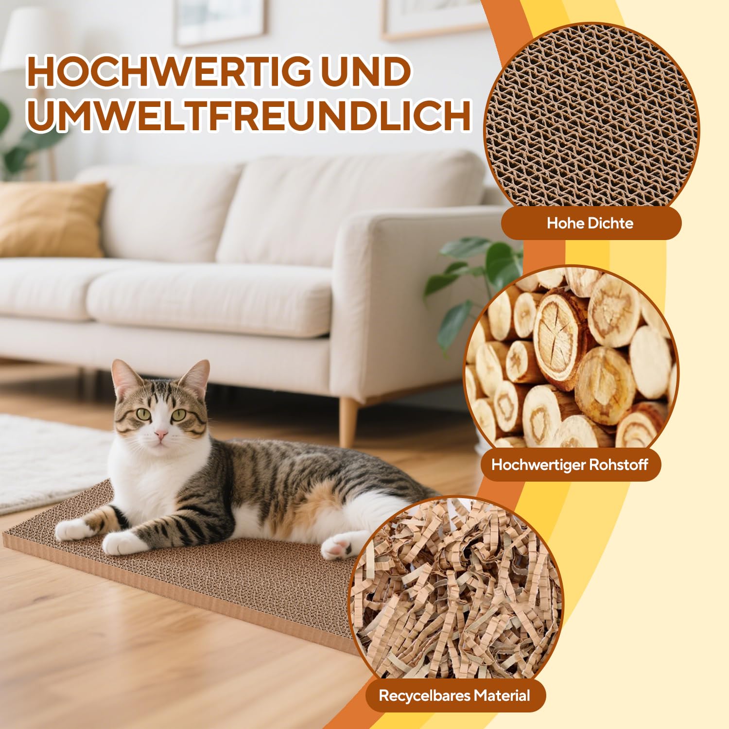 LIFLIX Rascador para gatos con caja, 7 unidades, cartón rascador para gatos con cartón de alta calidad, muebles para gatos, resistente, 42 × 32 × 15 cm, grande