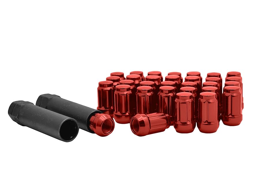 メル51693 Amazon.com: 20pc M12x1.5 6 Spline Tuner Red Lug Nuts with