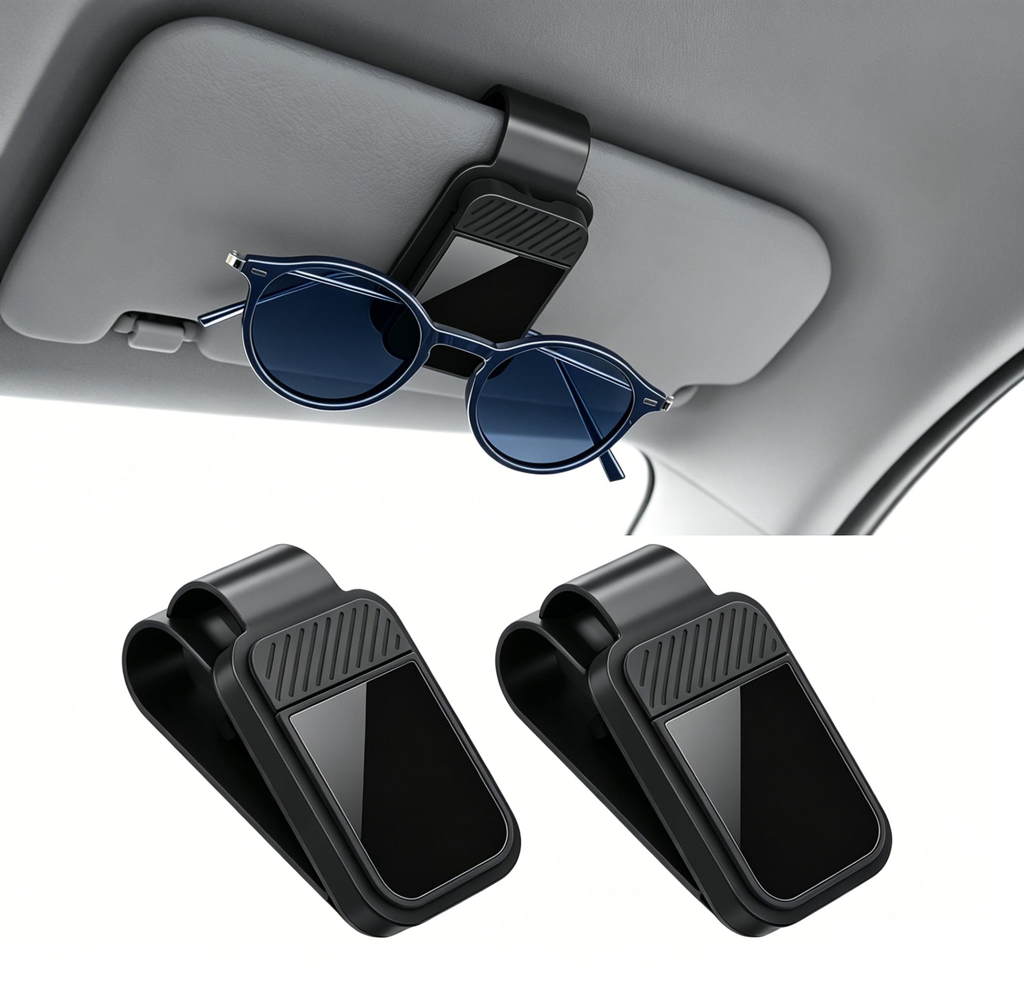michenggg 2 Pcs Sunglasses Holder for Toyota Yaris Hatchback XP10 2001-2005 Car Visor – Eyeglass Clip, Fits Different Size Glasses, One-Handed Access
