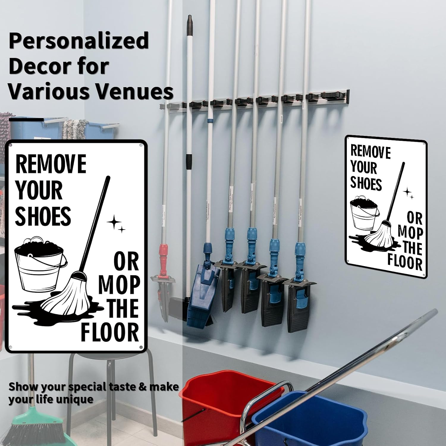 Shoes Off First! Vintage House Rules Sign - Remove Shoes & Mop Floor Aluminum Decor (8x12") - Farmhouse Kitchen/Bar Wall Art with Humorous Twist (128) - Image 5