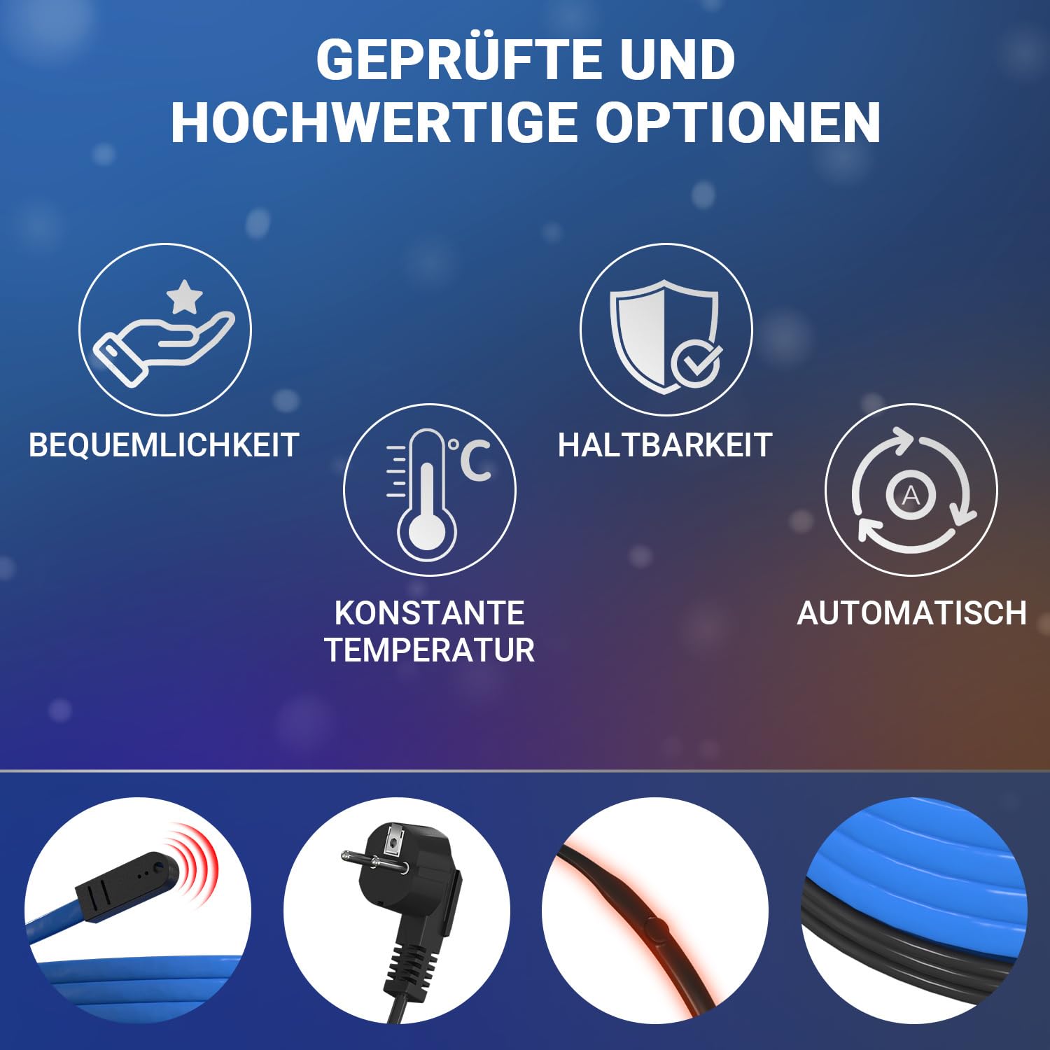 Sonnewelt Samoregulujący się kabel grzewczy, ochrona przed zamarzaniem, ochrona przed zamarzaniem, ochrona basenu na zewnątrz, łatwa instalacja, 136 W, 8 m, 17 W/M