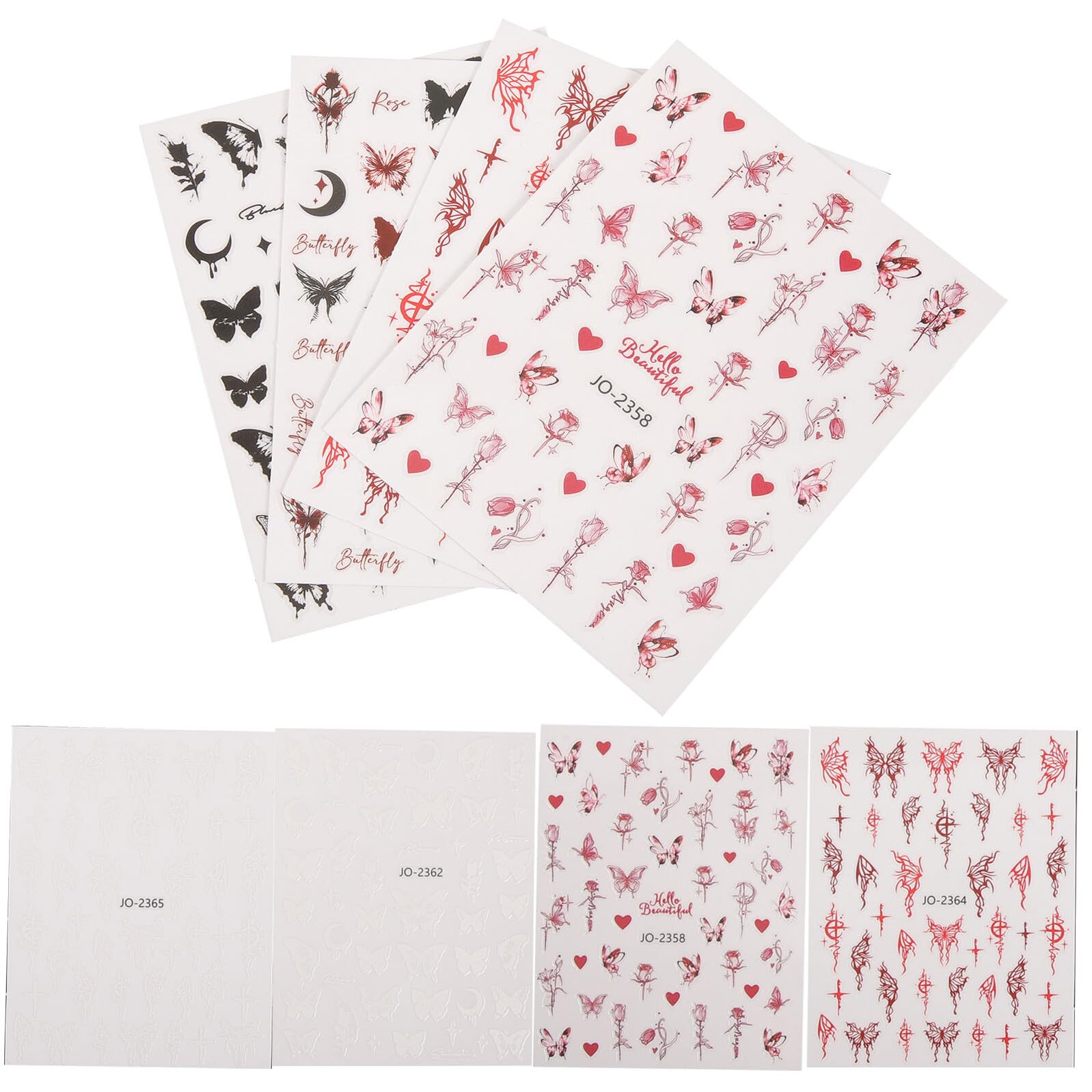 VICASKY 5 Set Adesivo A Farfalla Scuro Etichetta Giglio Guidato Arte Unghie Dei Piedi Uv Decalcomanie Decorative Per Unghie Adesivi Per Chiodi Adesivi Adesivi Per Unghie 12 Fogli*5