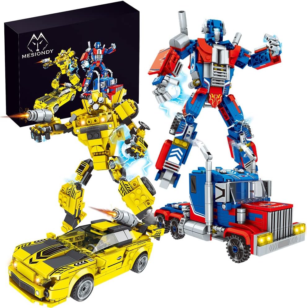 Mesiondy Robot Building Toy Set, Including 2 Transforming Robot Building Kit, Truck