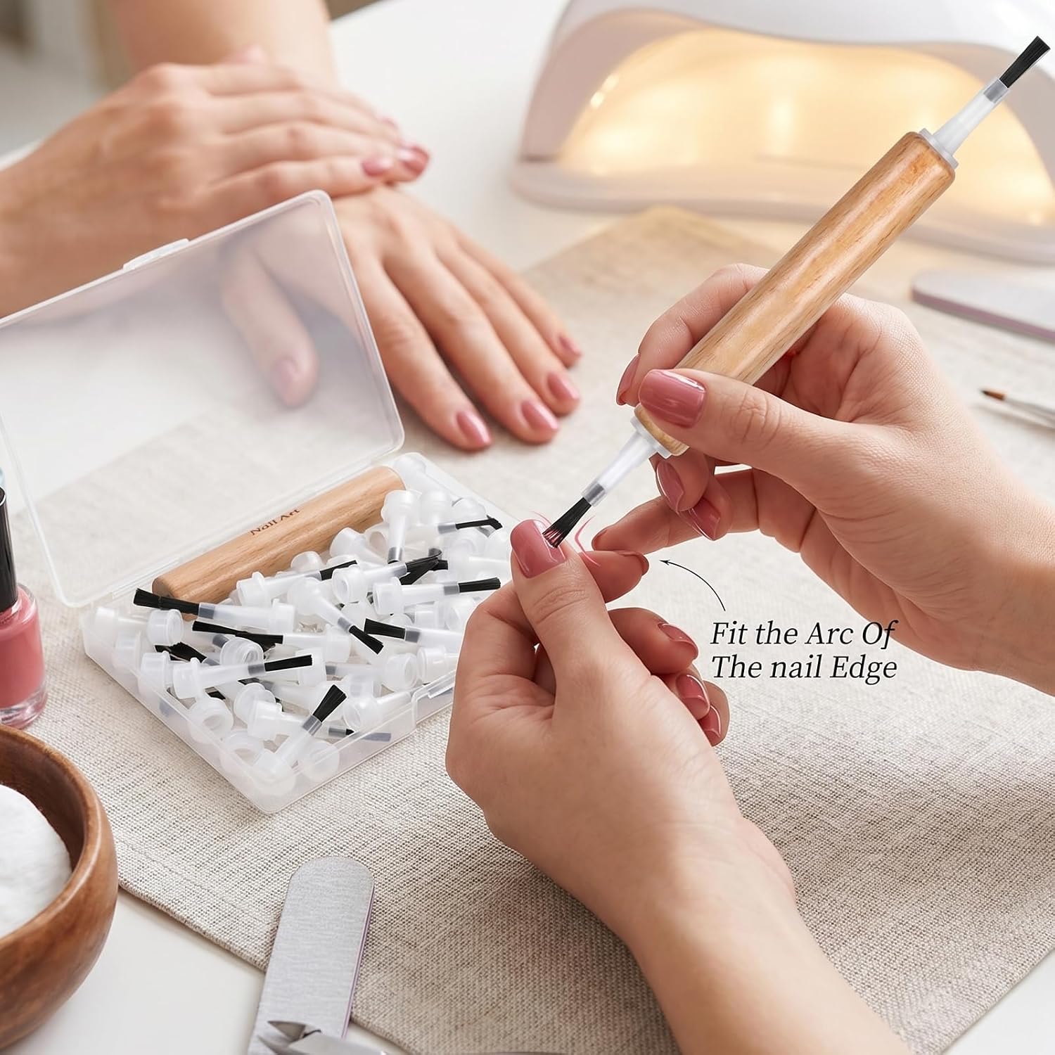 50Pcs Disposable Nail Polish Brushes Double Ended | Soft Disposable Nail Art Polish Brush Kit with Wooden Handle for Dip, Liquid