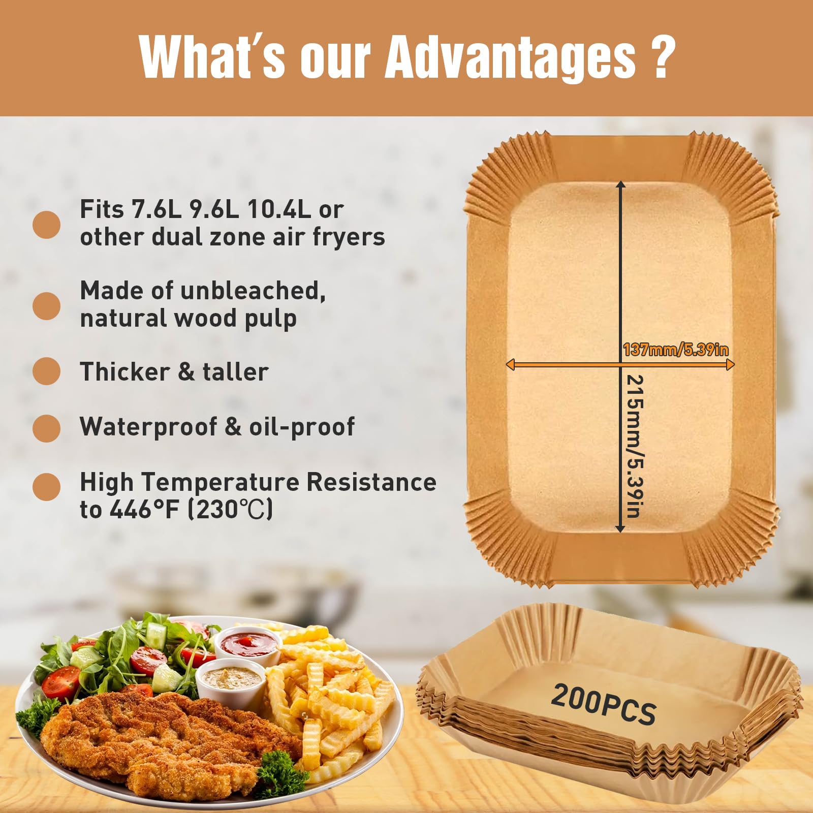 Carta Forno Per Friggitrice Ad Aria Leylve 125 Pezzi - 22x14 Cm, Compatibile Con Ninja E Altre - Foto 5