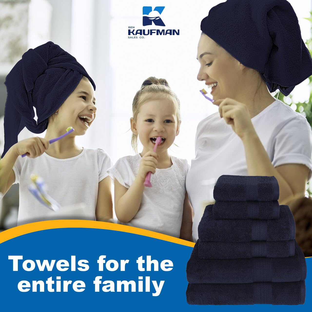 Kaufman Toallas de lujo 100% algodón, juego de 6 toallas de baño, 2 toallas de baño, 2 toallas de mano, 2 paños de baño, juego de toallas de baño suaves y absorbentes para baño
