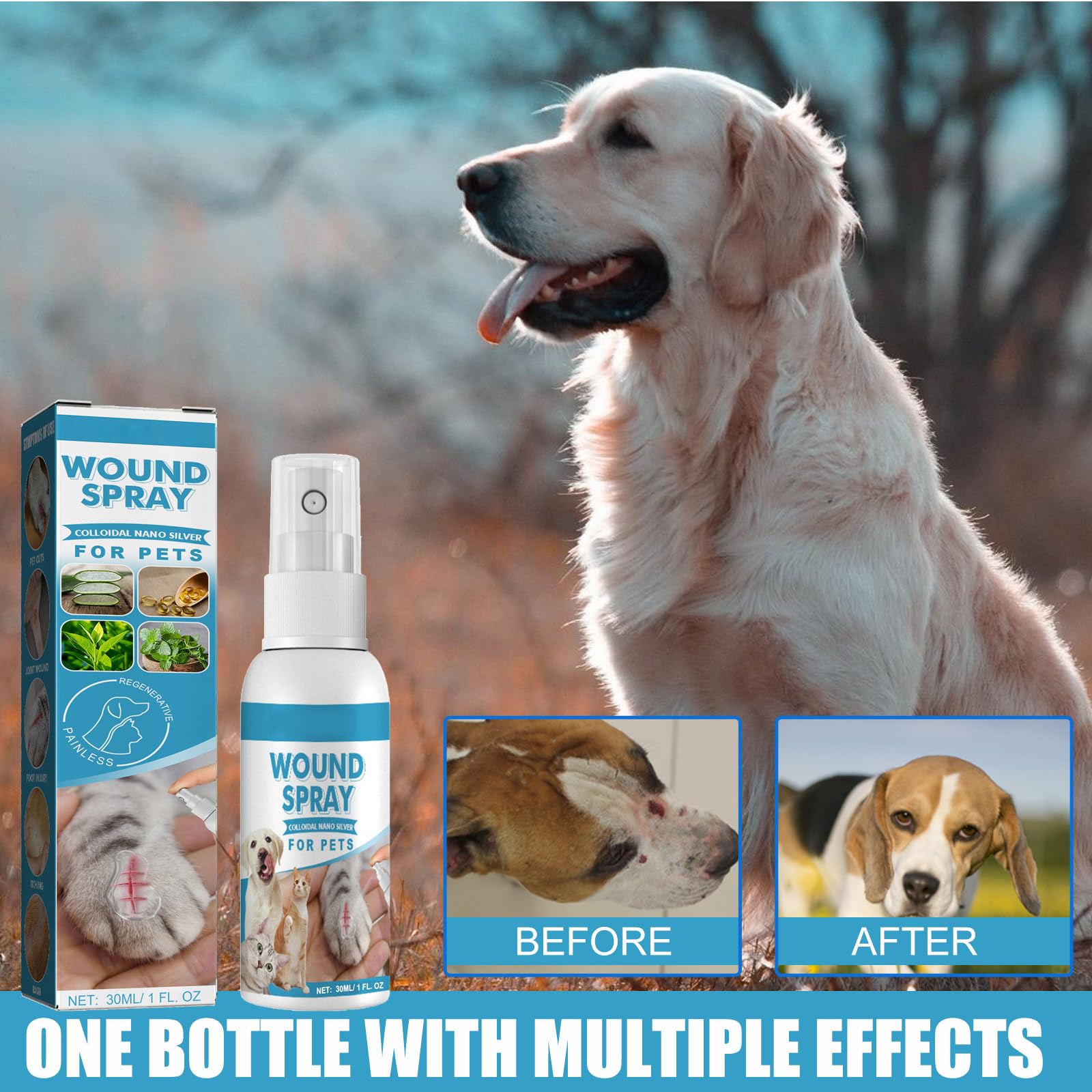 Pansement Liquide Transparent Imperméable pour Chiens et Chat,Spray de Guérison pour Animaux,Pansement Liquide pour Plaies Chien,Spray de Nettoyage pour Animaux de Compagnie
