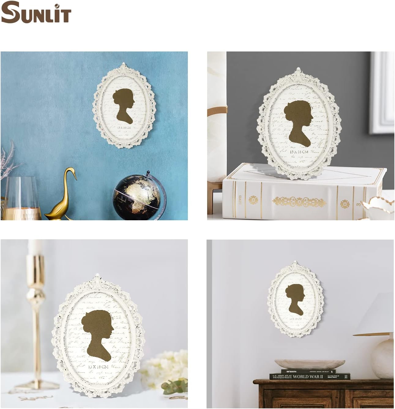 Sunlit Vintage Picture Frame 5x7 Inch, Oval Antique Photo Frames with Glass Front, Luxury Photo Display, Tabletop Wall Hanging, Gift Ideas image 5
