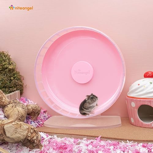 Vista 36 de Niteangel - Ruedas de ejercicio supersilenciosas para hámster, con soporte ajustable, para ratones, jerbos u otros animales pequeños Rosado