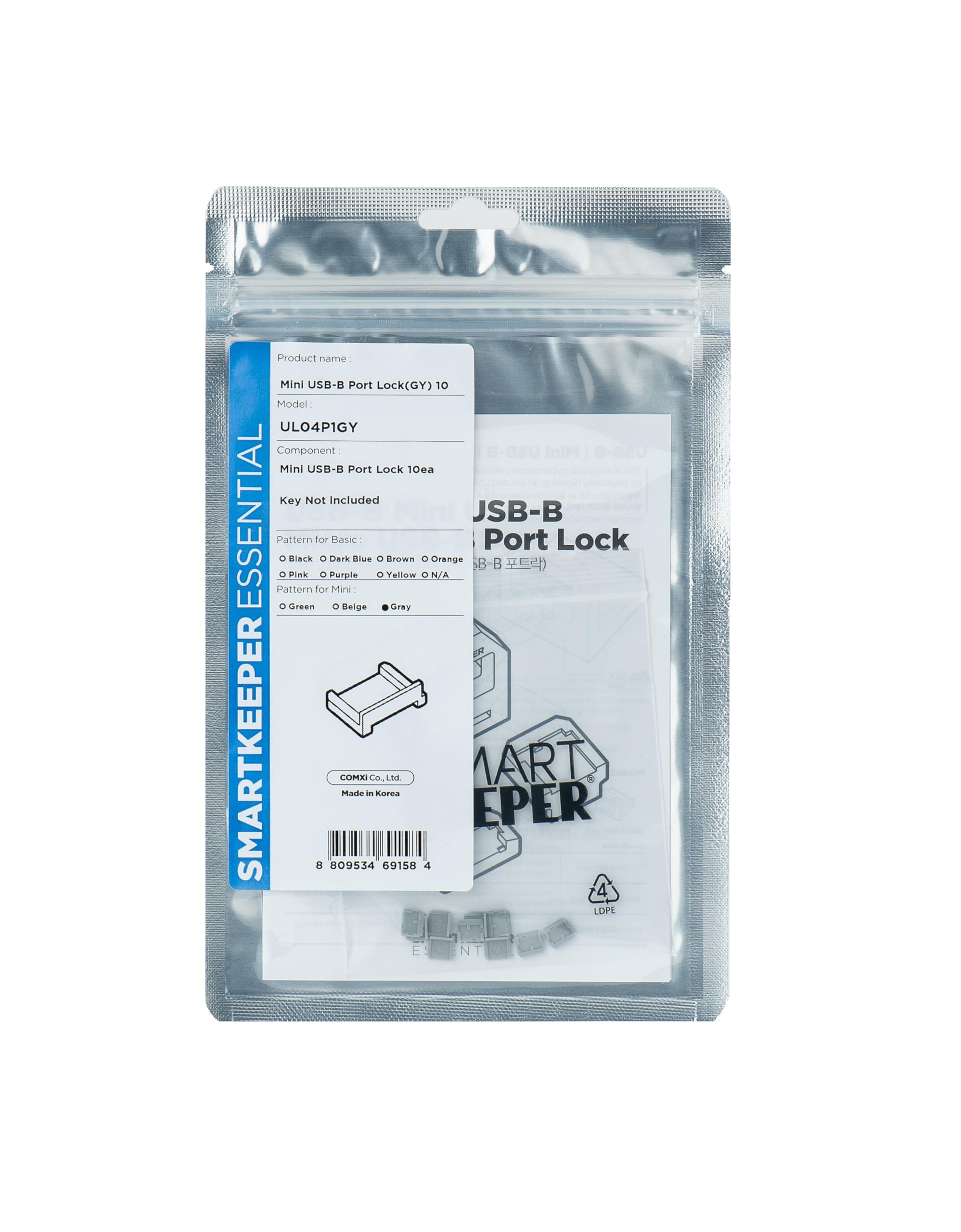 SmartKeeper Essential / 10 x Micro USB B-Port Blockers/Grau