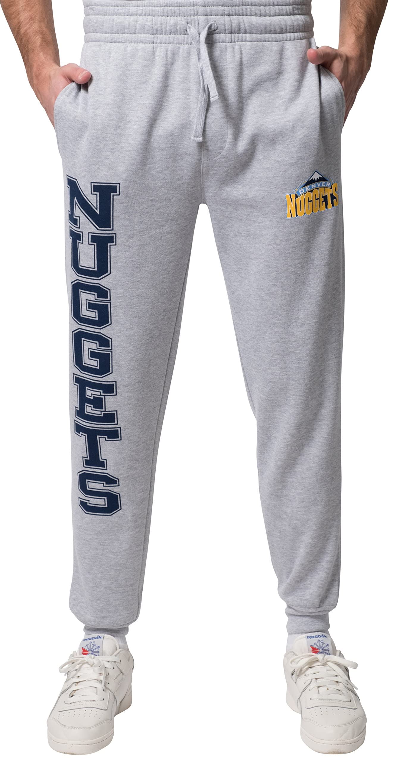 GlobalNiche® NBA Denver Nuggets Men's Jogger Pants Active Basic Soft Terry Sweatpants, X-Large, Gray