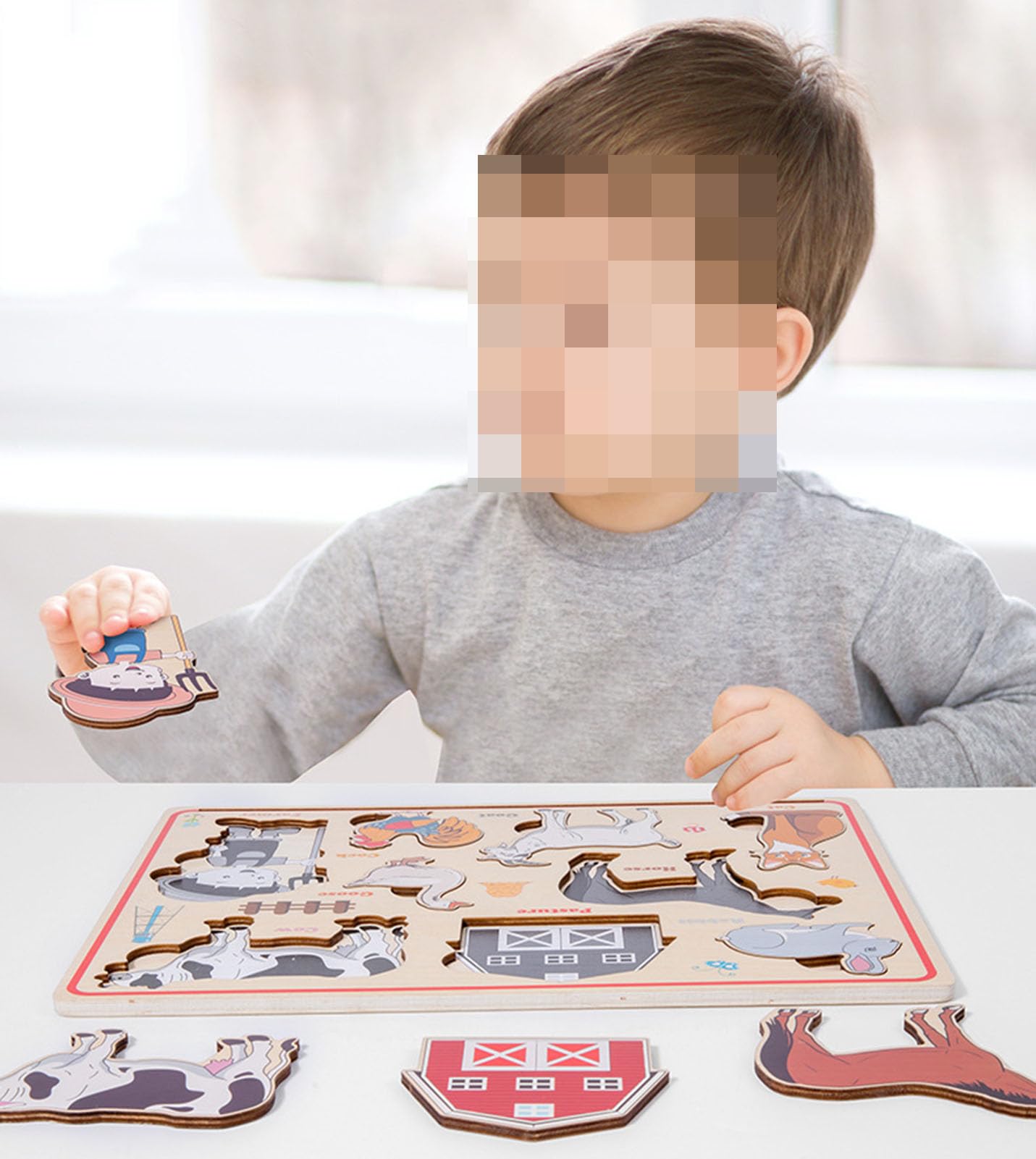 Holzpuzzle-Brett, Bauernhof, Dinosaurier, Transport und Tiere | Kleinkind-Matching-Puzzle, Montessori-Kognitives Spielzeug