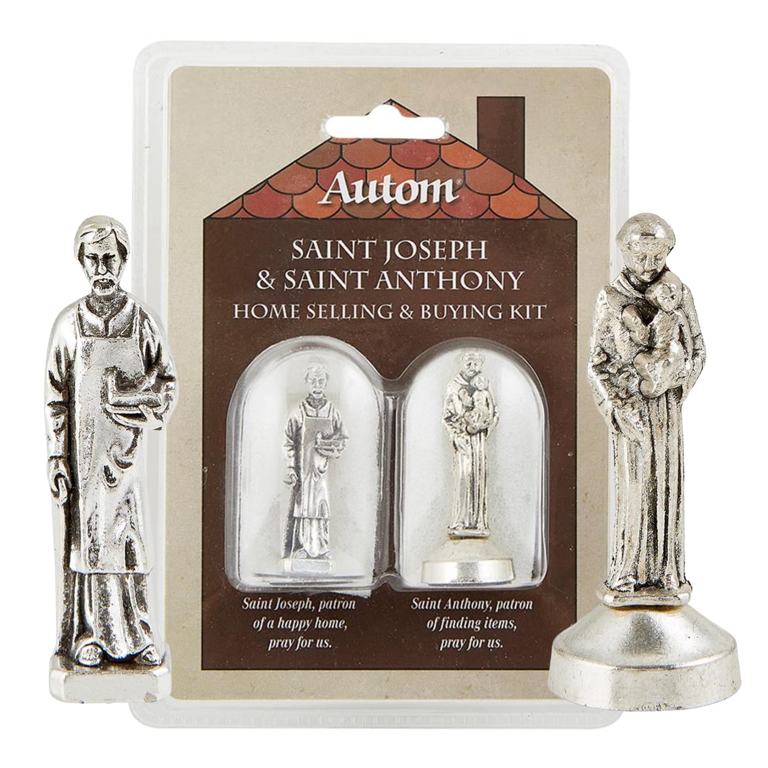 Needzo Saint Joseph and Saint Anthony Statue Home Seller and Buyer Kit with Prayer Card and Instructions