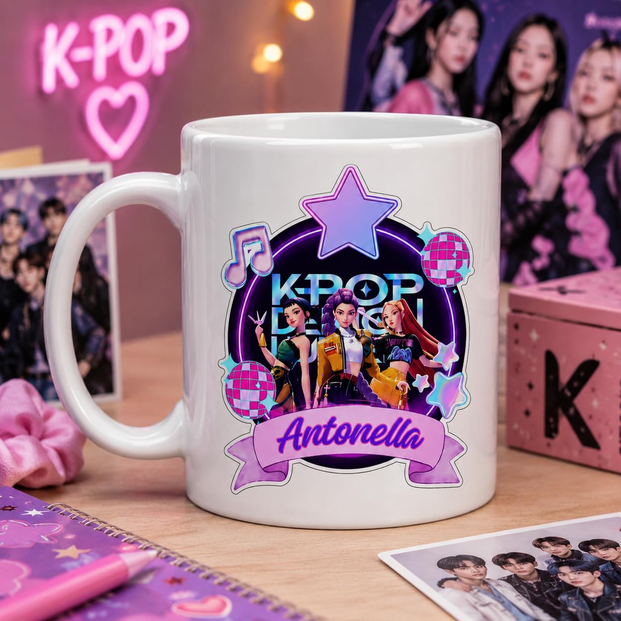 VARZI Tazza In Ceramica Personalizzabile KPop Demon Hunters Mug Bianca Idea Regalo Fan KPop