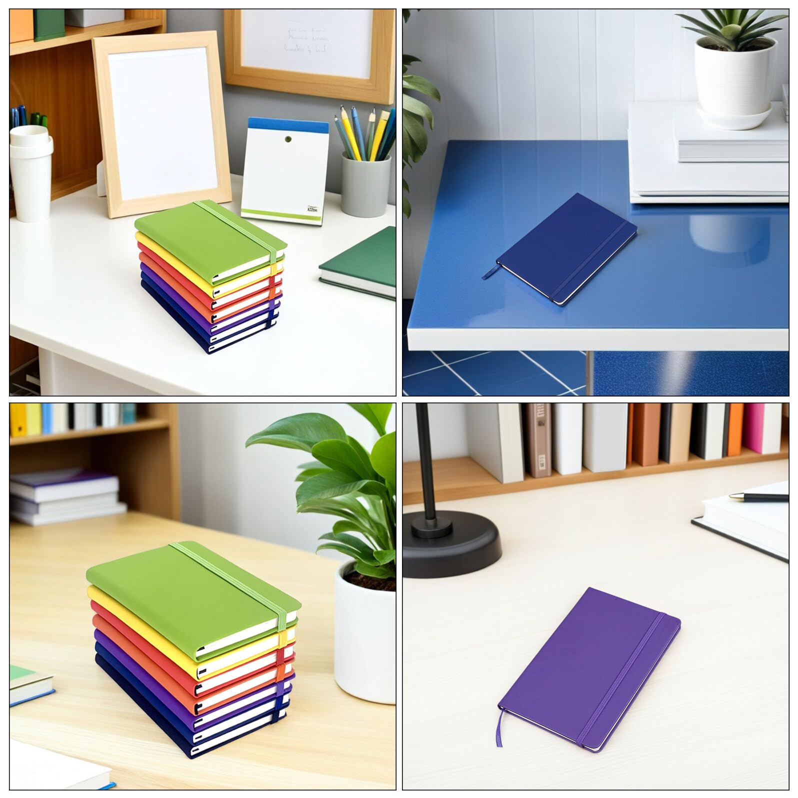 Mini Quaderno Tascabile A6 a Righe con Copertina Rigida e Chiusura Elastica, Blocco Note Portatile per Appunti Scuola, Ufficio e Viaggi, Set da 7 Pezzi con Carta Spessa Pu