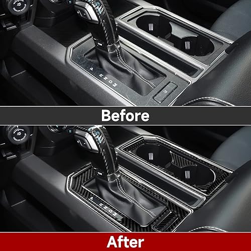 Miniatura 3 de 7 calcomanías para panel de cambio de marchas, cubierta de fibra de carbono, cubierta de caja de engranajes, compatible con Ford F150 2015 2016 2017