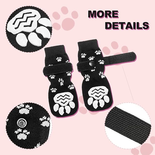 Foto 4 de 7 de Eowppue Calcetines Perro 2 Pares De Calcetines Antideslizantes para Perros Gatos Protectores De Patas…