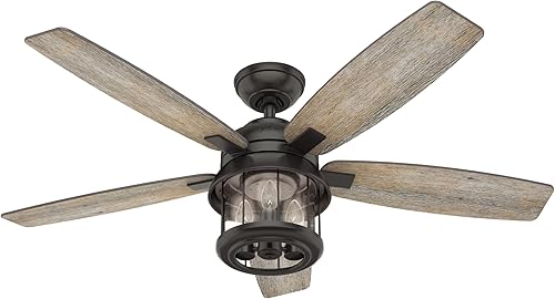 Miniatura 1 de HUNTER 59420 Coral Bay Ventilador de techo para interiores y exteriores con luz LED y control remoto, 52 pulgadas / 132 cm., Noble Bronze (bronce