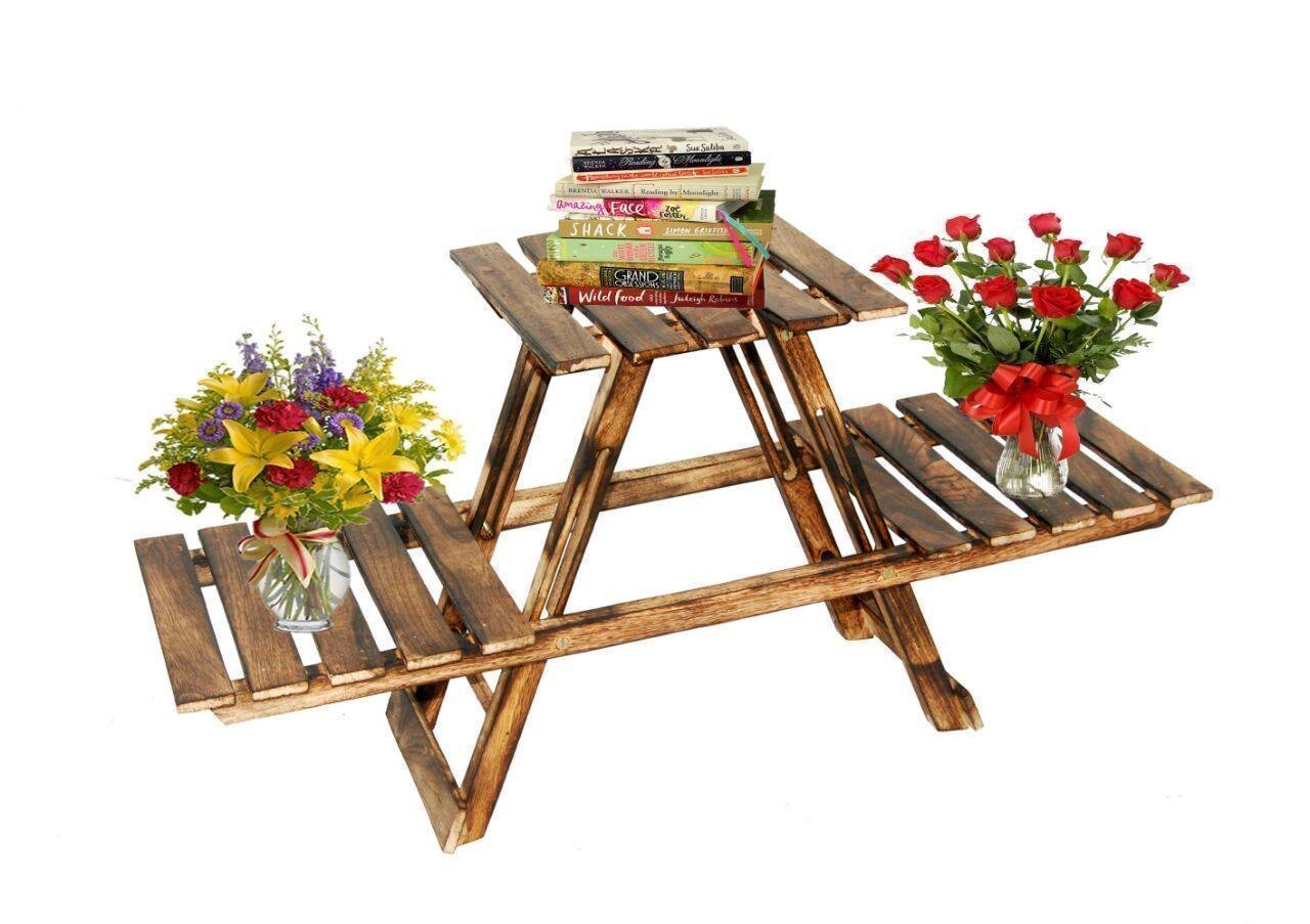 Fara Creations Wooden Folding End Table/Stool/Flower Pot Stand Amazon