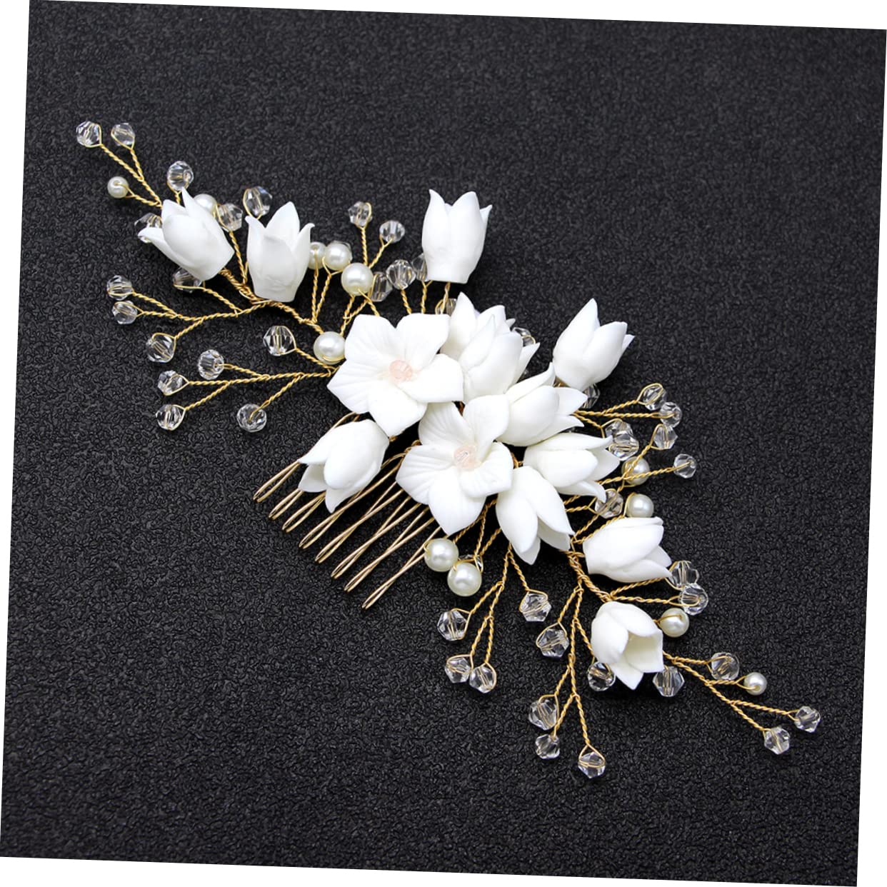 3pcs Bridal Hair Comb Pearl Crystal Flower Decor for Wedding Reception