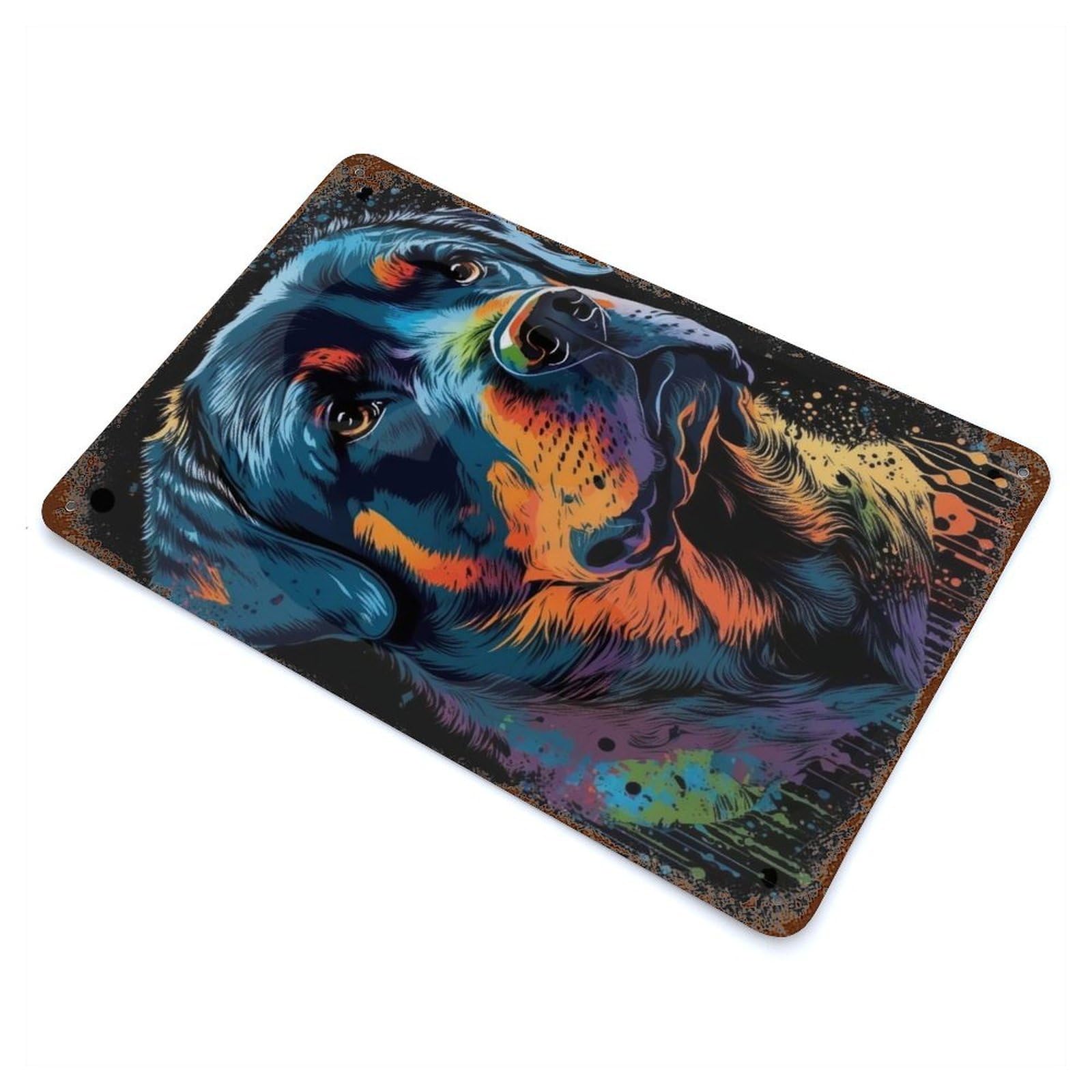 Rust Effect Rottweiler Style 2 Weathered Tin Sign 11.8"x7.9", Shabby Chic Decor for Cafe, Home Bar And Lounge Decor