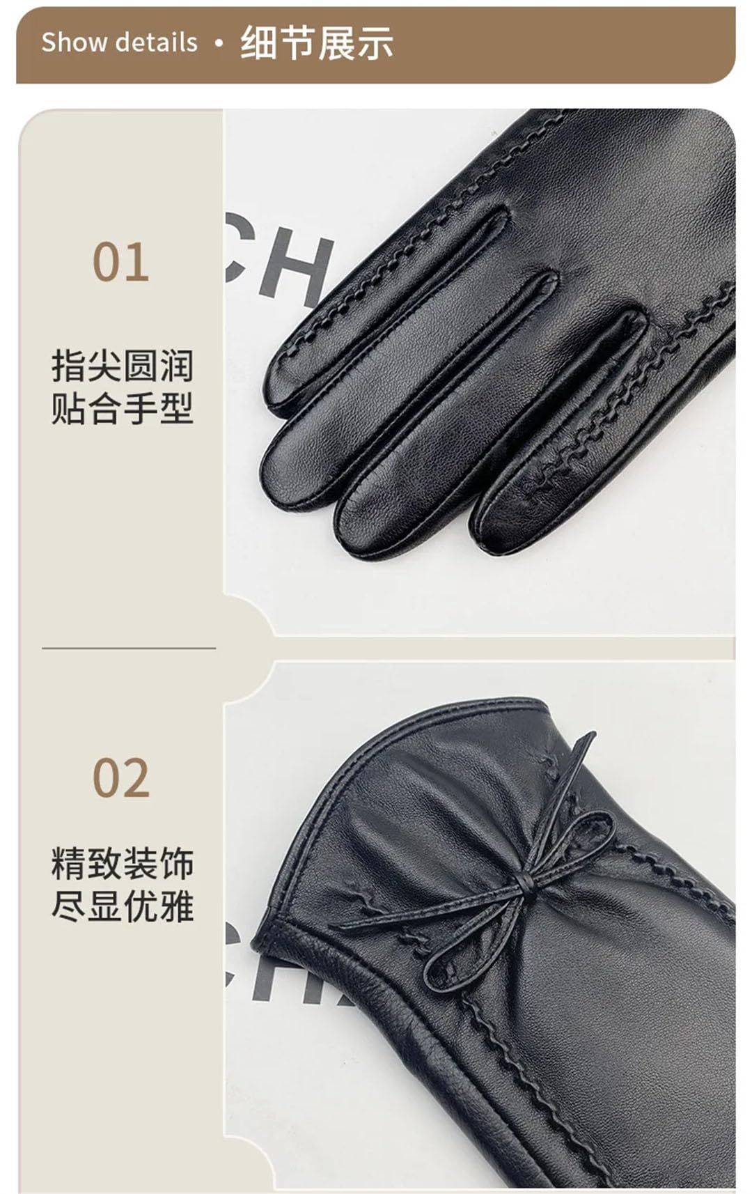 Guantes de piel auténtica para mujer, de invierno, con forro polar, térmicos, gruesos, de piel de oveja, guantes para pantalla táctil, color negro, talla M, Negro, M