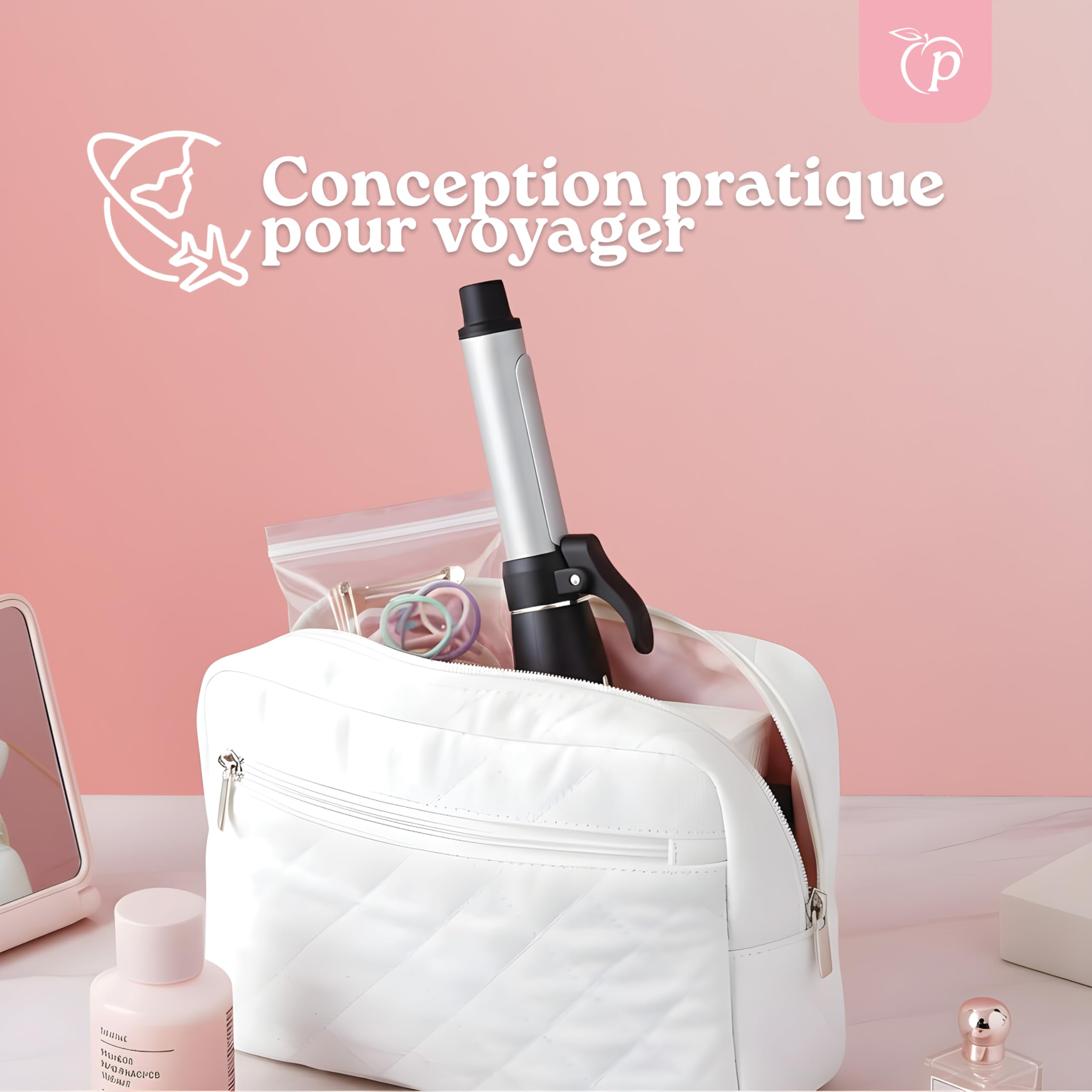 mini Boucleur à cheveux Sans Fil | Fer à Boucler | Fer à friser de voyage | 2 Niveaux de Temperature 160°C-180°C | Boucler Rechargeable USB-C | 20.2x4.8x2.9cm | Noir