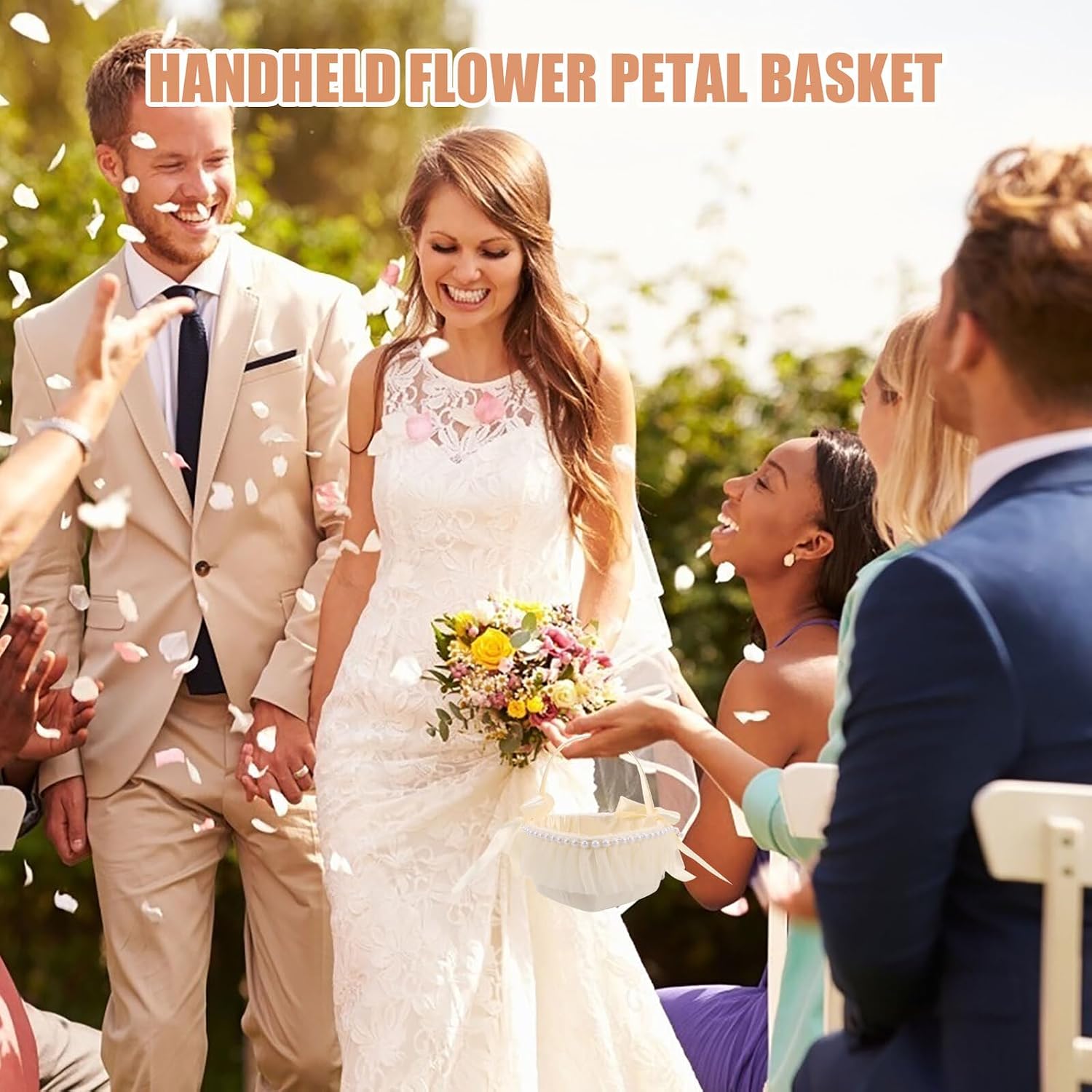 VALICLUD Heart Shaped Flower Girl Basket Small Wedding Supply Handheld Petal Storage Basket for Ceremony and Anniversary Party Decor