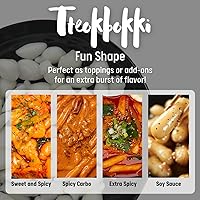 Vista 6 de Pastel de arroz coreano, Tteokbokki, divertido formato y masticable, 1 paquete (2 paquetes individuales) Vegano, sin OMG, sin gluten, fácil