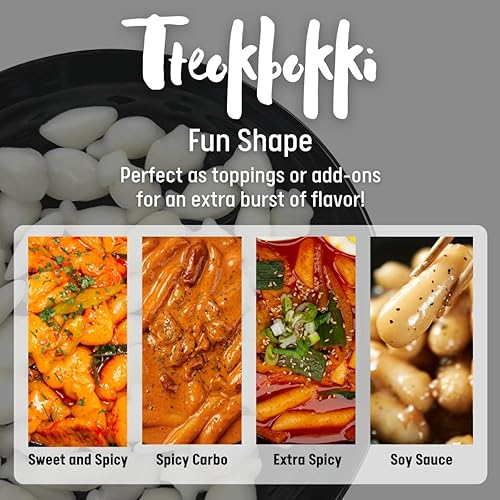 Miniatura 6 de Pastel de arroz coreano, Tteokbokki, divertido y masticable, 1 paquete (paquete de 2 individuales) vegano, sin OMG, sin gluten, fácil de cocinar,