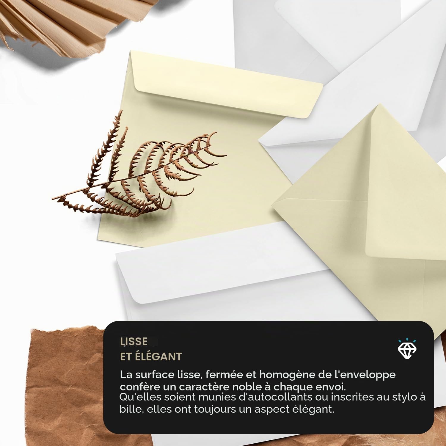 Aster Smooth Ivory enveloppes C6 114 x 162 mm 120g Netuno 50