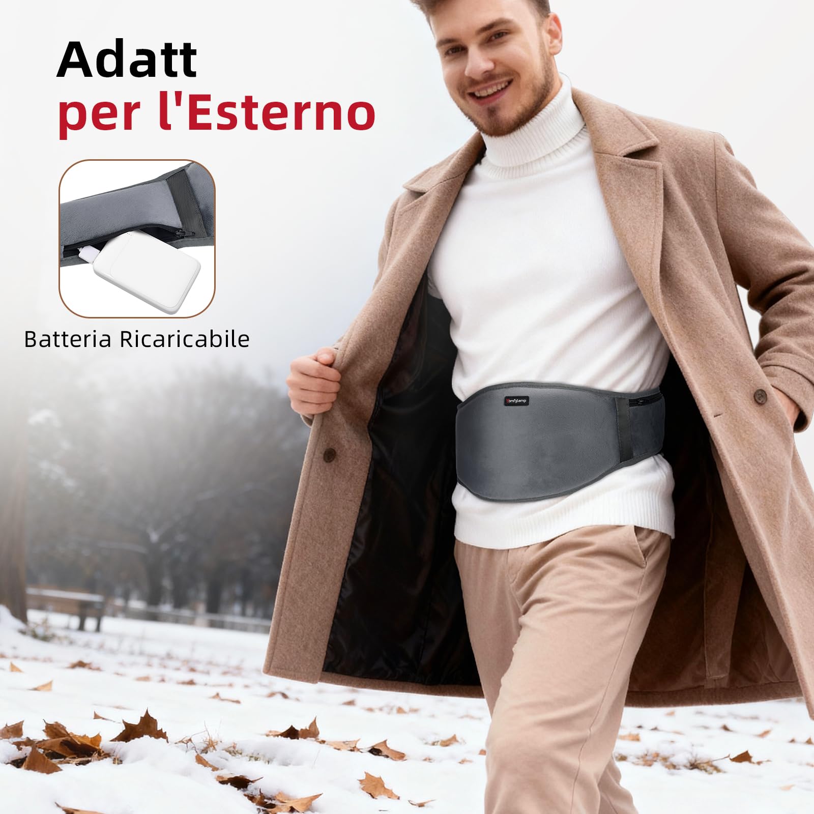 Comfytemp Fascia Lombare Riscaldamento,3 Livelli di Temperatura 3 Massaggio a Vibrazione Termoforo Lombare, Fascia Riscaldante Lombare con spegnimento automatico, per Schiena Spalle Addome
