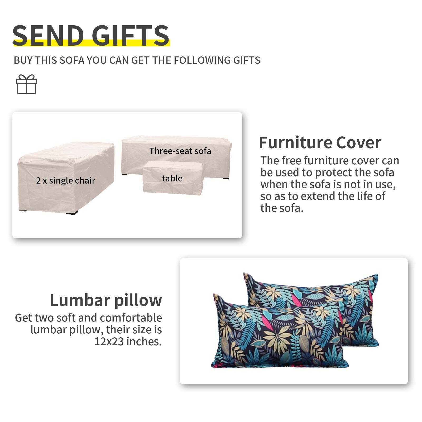 4 Pieces Patio PE Wicker Furniture Set Resin Rattan Outdoor Conversation Sofa Sets Sectional