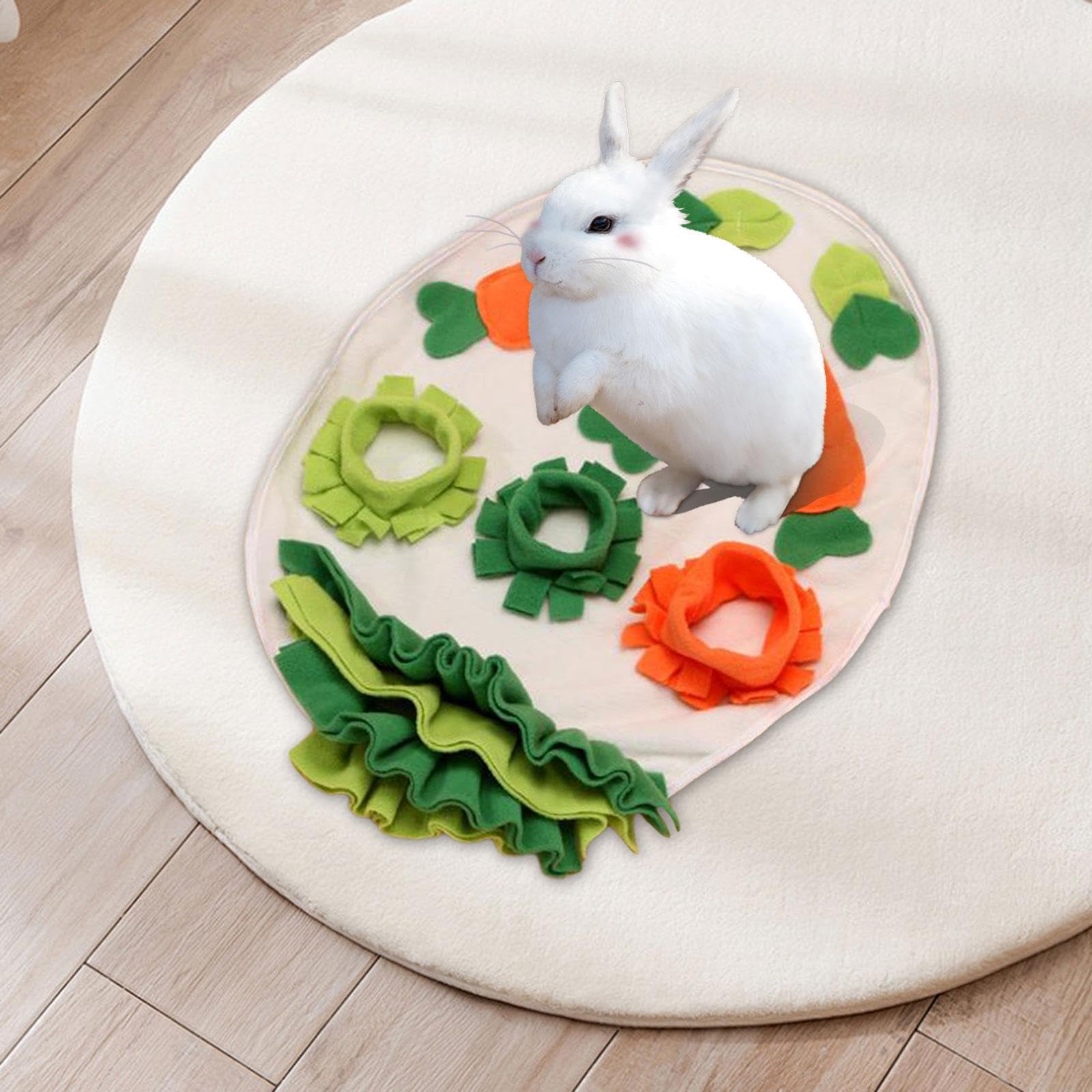Guinea Pig Futtermatte Kaninchen Schnüffelmatte Kleines Tier Spielpolster Futterspender mit Bunten Mustern Und Rutschfestem Boden für Haustierunterhal, Oval