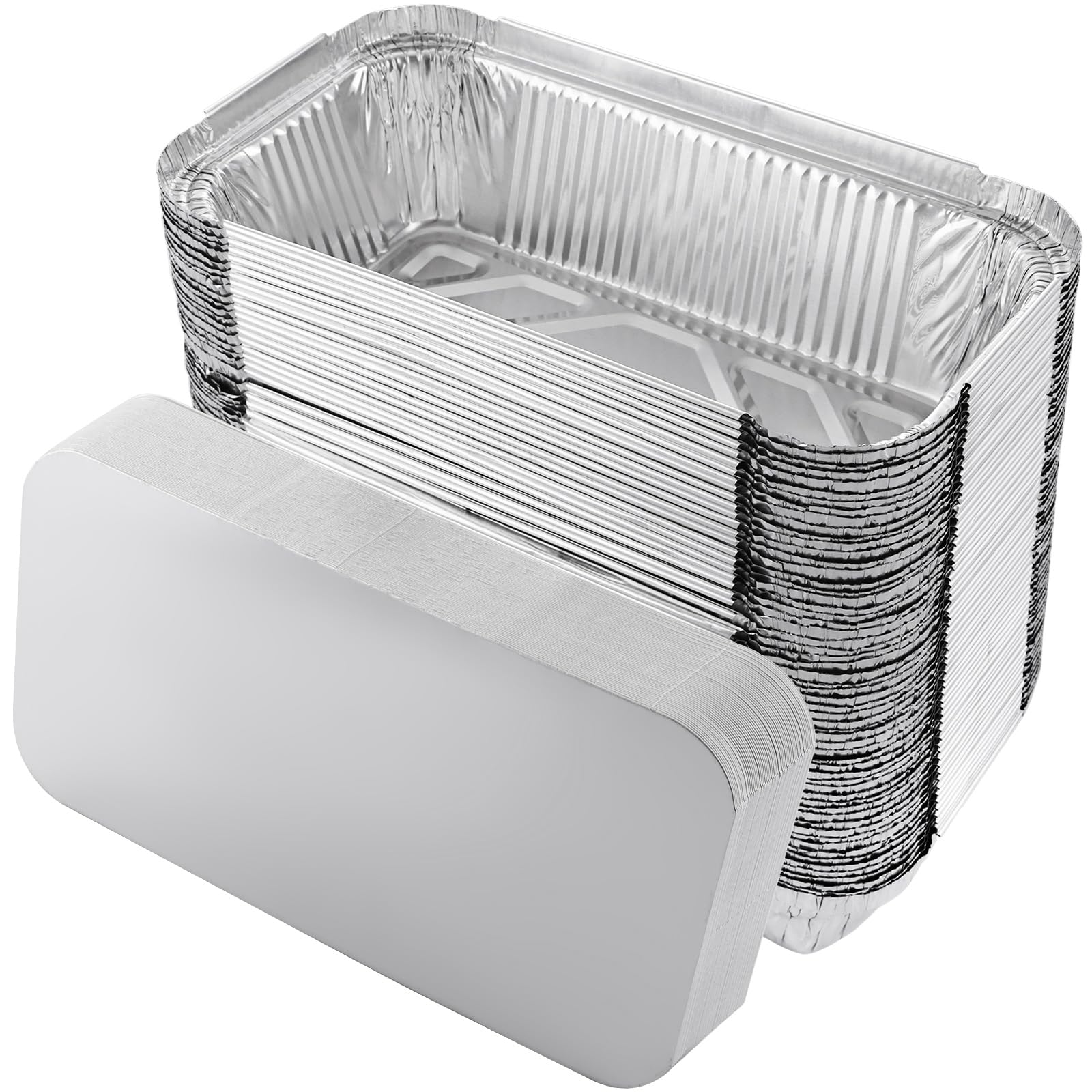 125 vassoi in alluminio con coperchi, contenitori per alimenti usa e getta con coperchi, vassoi da asporto da 680 ml, per conservare alimenti, arrostire, cuocere, grigliare e congelare