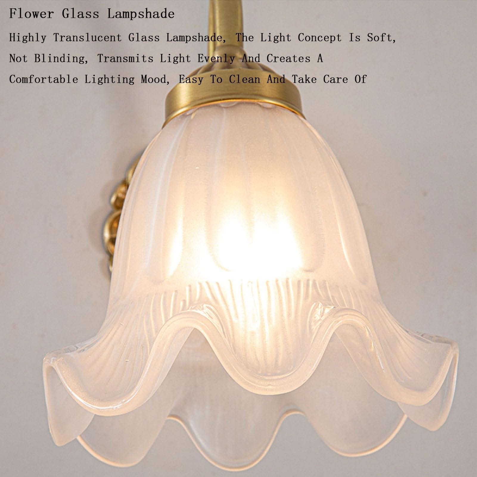 MOCHAMIK Lampy ścienne Kinkiety Kinkiety Oprawy oświetleniowe ścienne Retro Szklana ściana kwiatów Światło w stylu japońskim Mosiężna kinkiet Łazienka Próżność Kinkiety ścienne Oprawa ścienna do