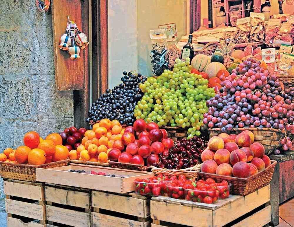 Springbok Puzzles - Fruit Market - 500 Piece Jigsaw Puzzle - Large 18 Inches by 23.5 Inches Puzzle - Made in USA - Unique Cut Interlocking Pieces