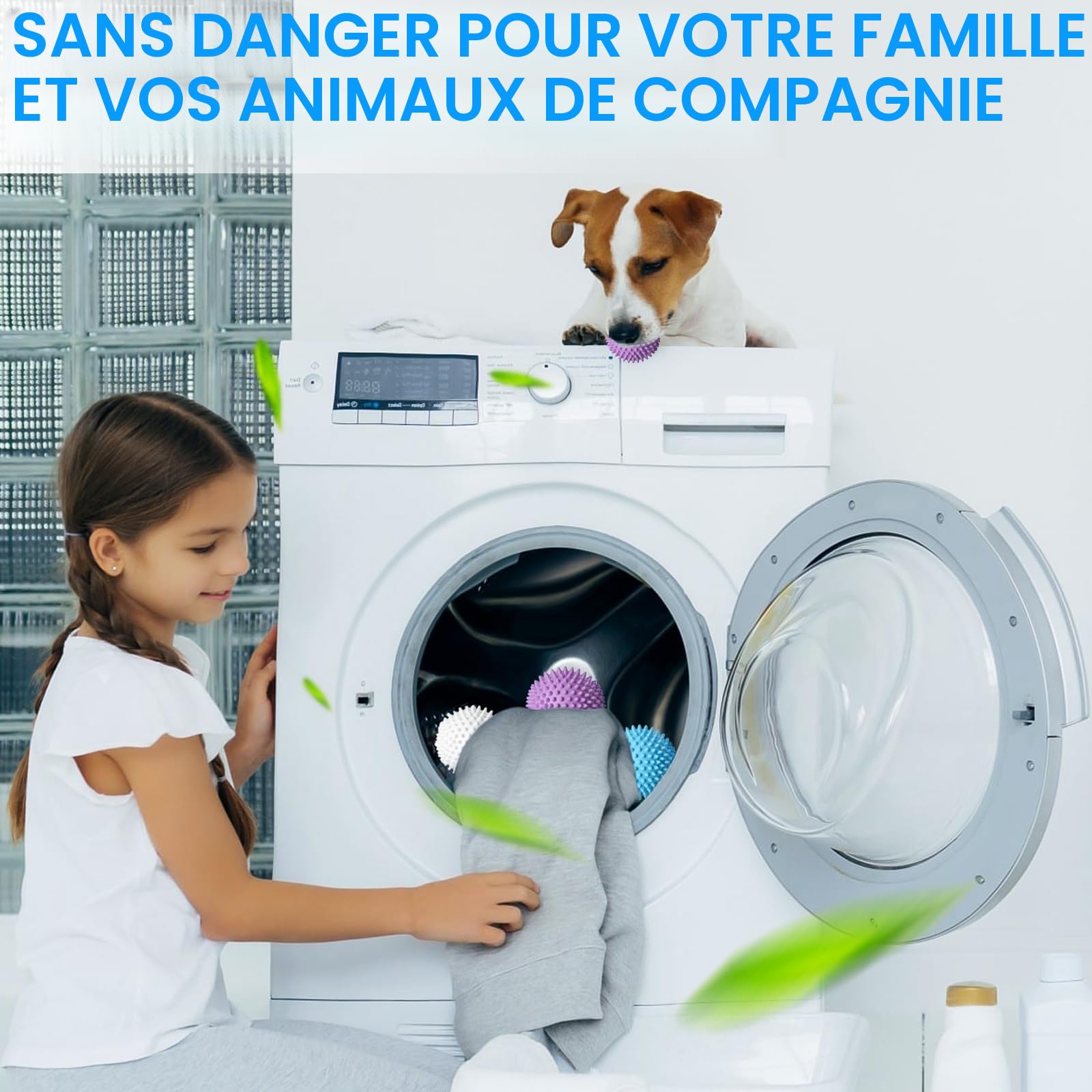 Lot de 8 Boule de Sèche-Linge pour Machine à Laver, Boule de Lavage pour Machine à Laver, Boules de Sèche-linge, Balle de lavage Machine a Laver Réutilisable Pour le Nettoyage du Linge Domestique