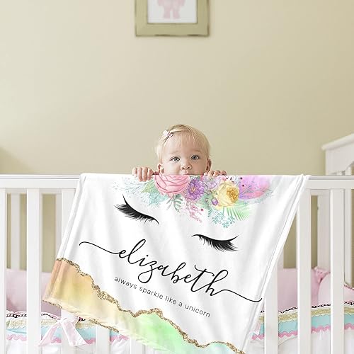 Miniatura 6 de Seamaid Manta de bebé personalizada de unicornio para niñas, manta de bebé personalizada con nombre, regalos personalizados para niña, manta de bebé