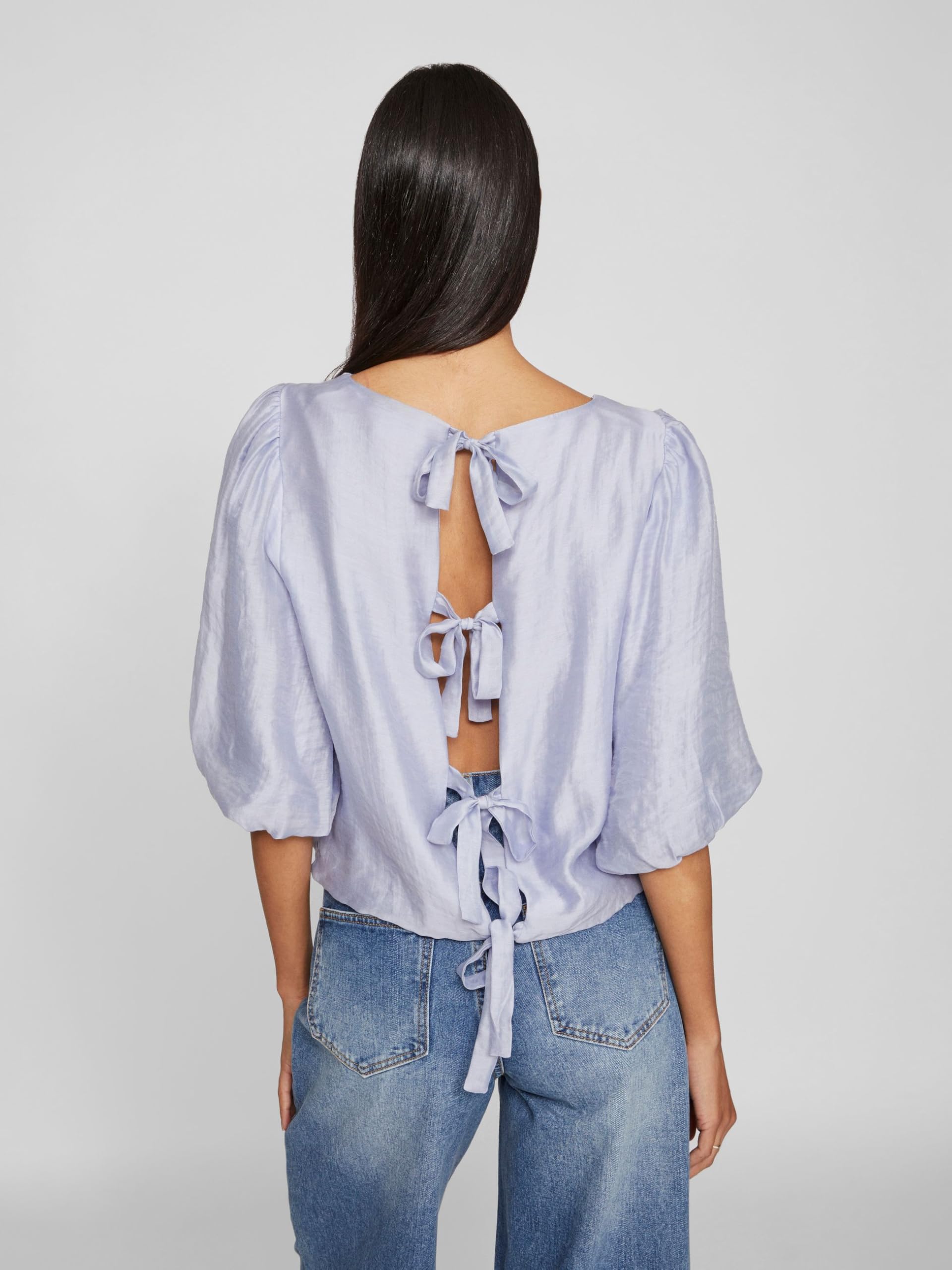 Vila Short Sleeved Top Back Tie