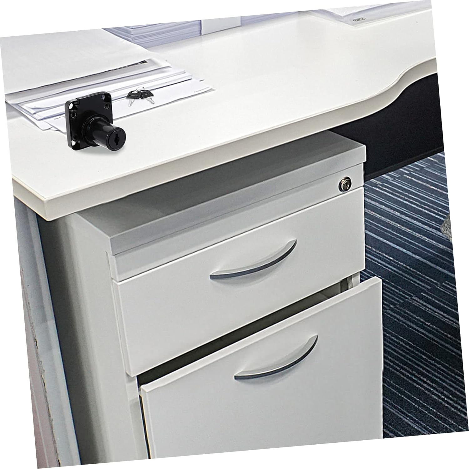 Zinc Alloy File Cabinet Lock with 2 Keys for Office Desk Drawer Cupboard Mailbox Security Replacement 1.57X0.98 Inch