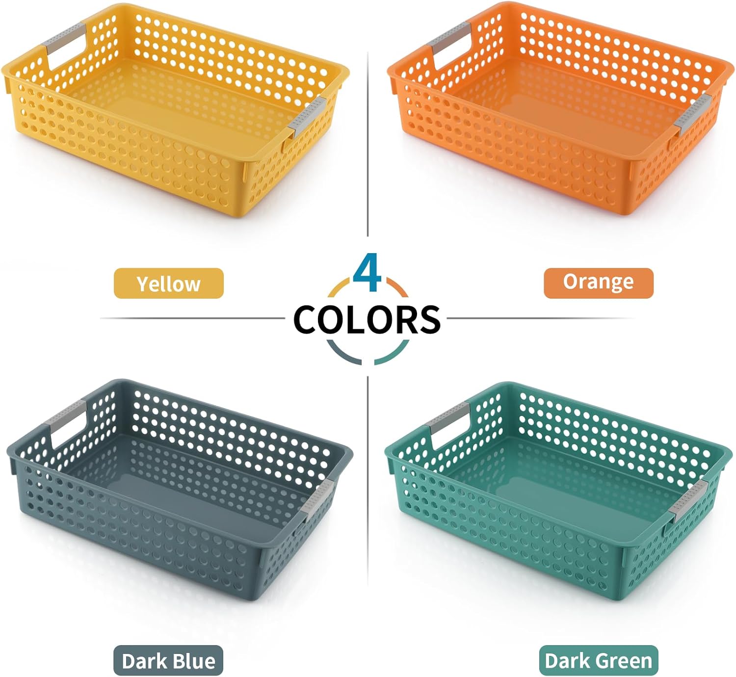 Skelang Multicolor Storage Basket, Classroom Organization, A4 Paper Trays Organizer, Storage for Classroom Toy, Crayons, Handicrafts, Files, 4 Pcs