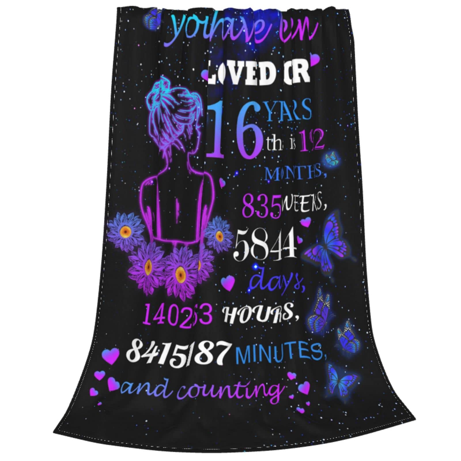 Photo 1 of 16th Birthday Gifts for Girls Soft Warm Throw Blanket Lightweight Flannel Fleece Bed Blanket Gift for Girls Boys Men Women Chair Couch 60"x50" 16th Birthday Gifts for Girls 3 60"x50"