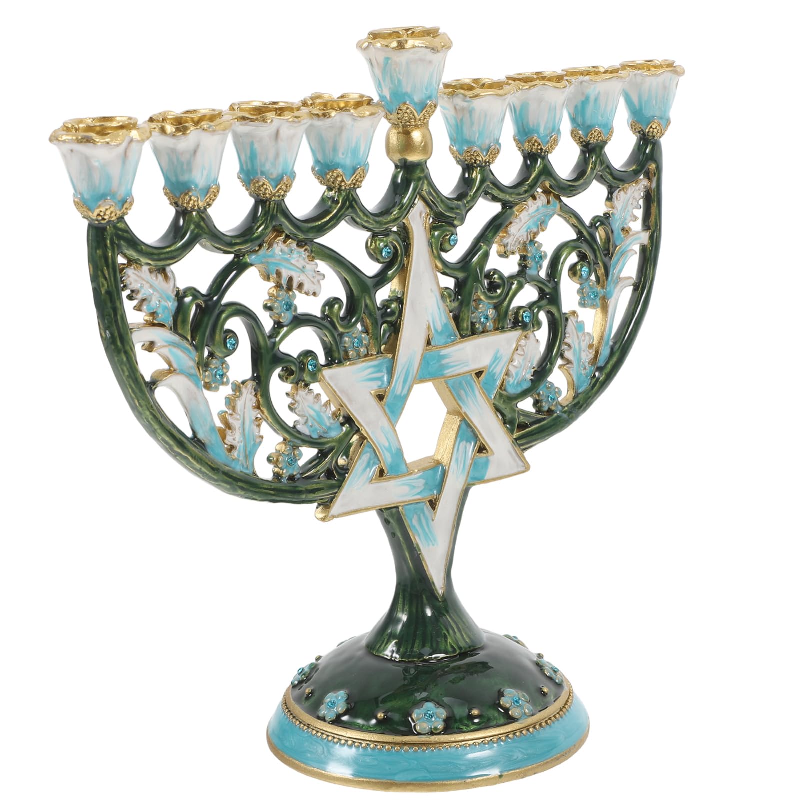 Candelabre Hanoukka en métal délicat et artisanal pour table élégante