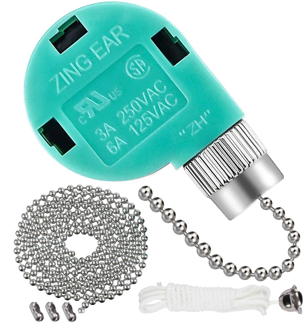 Ceiling Fan Switch 3 Speed 4 Wire Zing Ear ZE268S6 Pull Chain Switch
