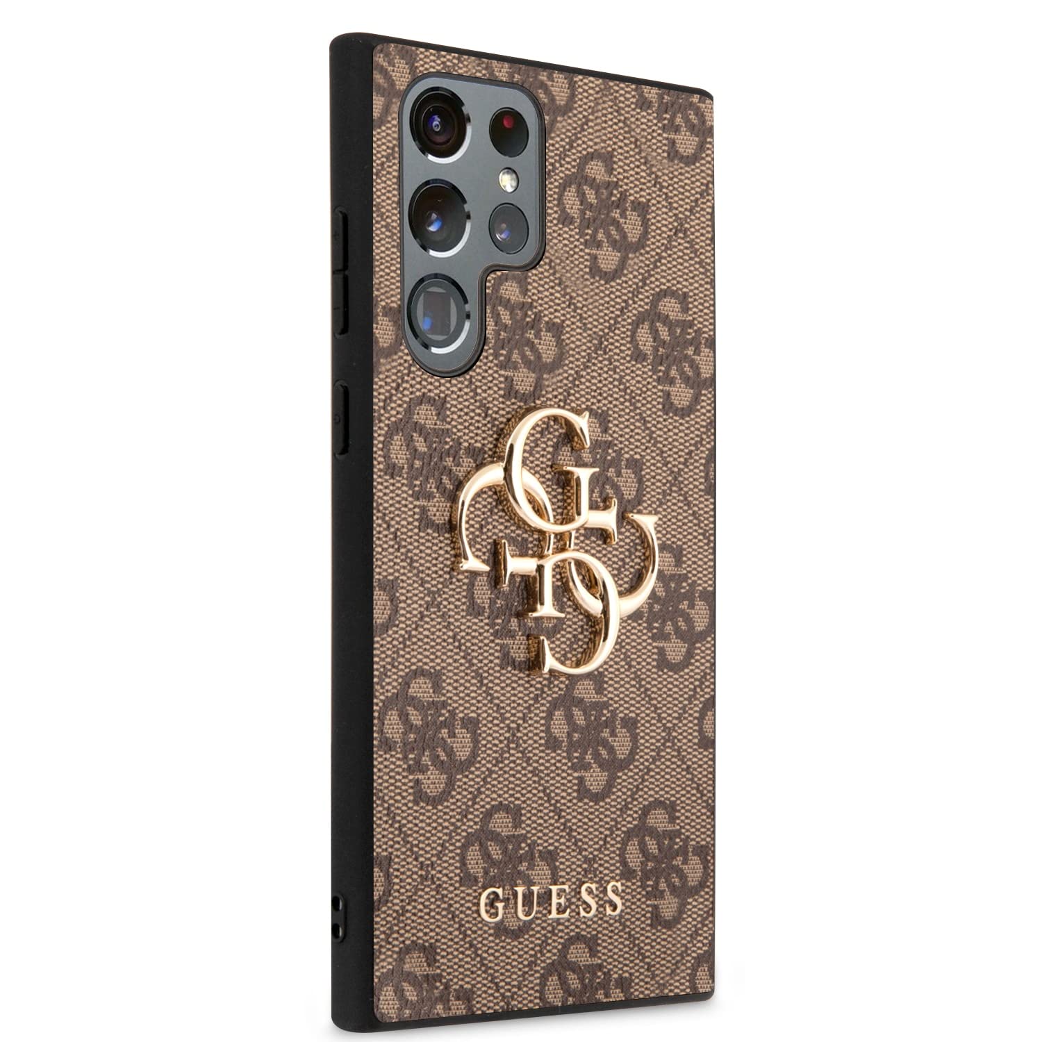 Guess GUHCS22L4GMGBR - Custodia per S908 S22 Ultra Marrone 4G Big Metal Logo